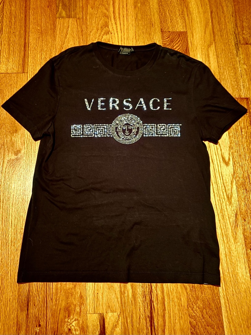 Versace Rhinestone Embossed Logo Tshirt